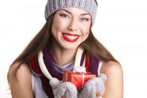 woman happy smiling present